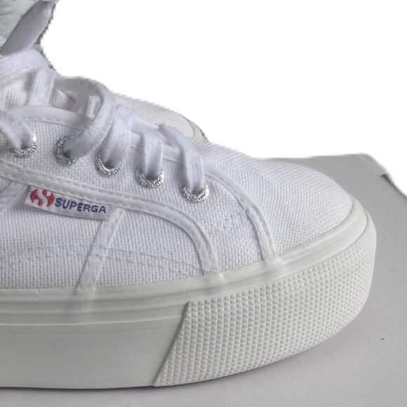 SUPEEGA 2790 White platform sneakers, women's 7, canvas upper rubber bottoms - Picture 11 of 13